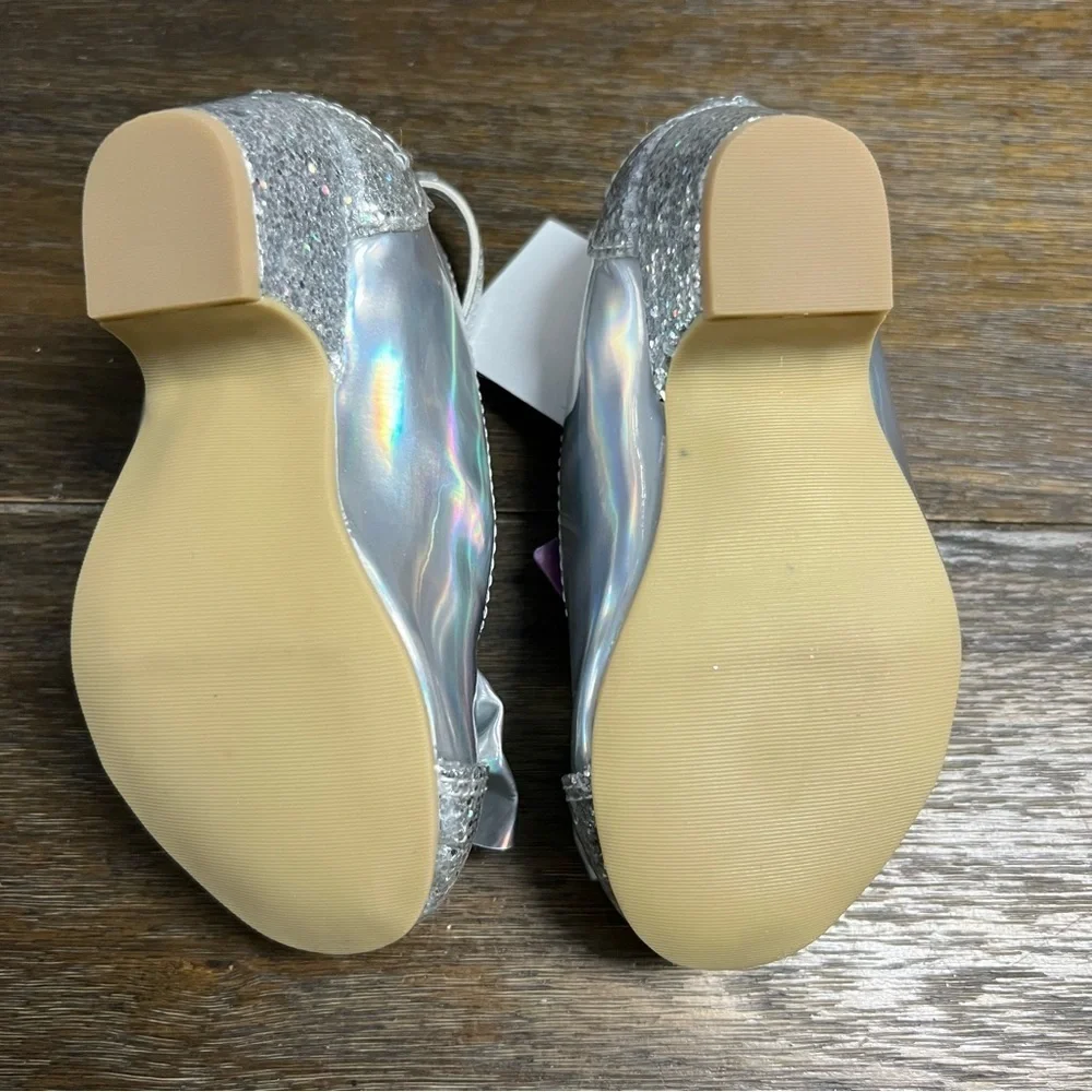 Girls Disney Princess Ariel Ballet Shoes Silver Glitter Heels Size 6